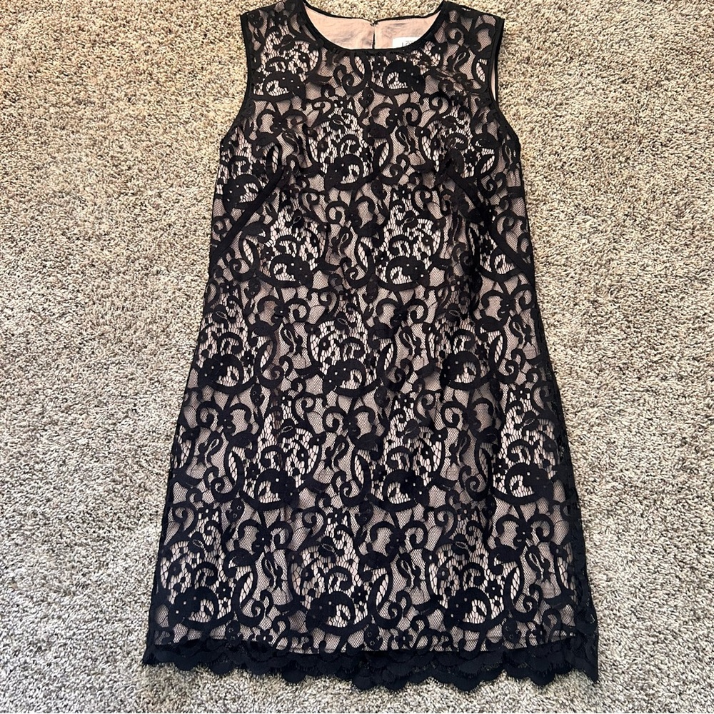 LOFT Black Lace Overlay Dress Women’s 6